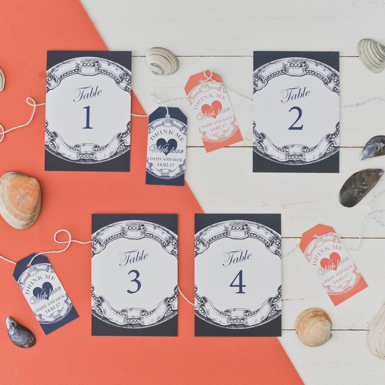 print your own PDF digital file Nautical Navy Table Names