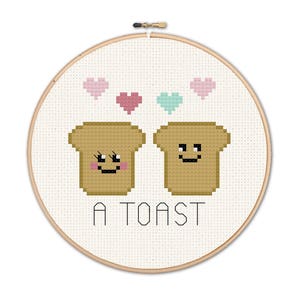 Congratulations Cross Stitch | Kawaii Cross Stitch | Toast Cross Stitch | Food Cross Stitch | Pdf Cross Stitch Pattern