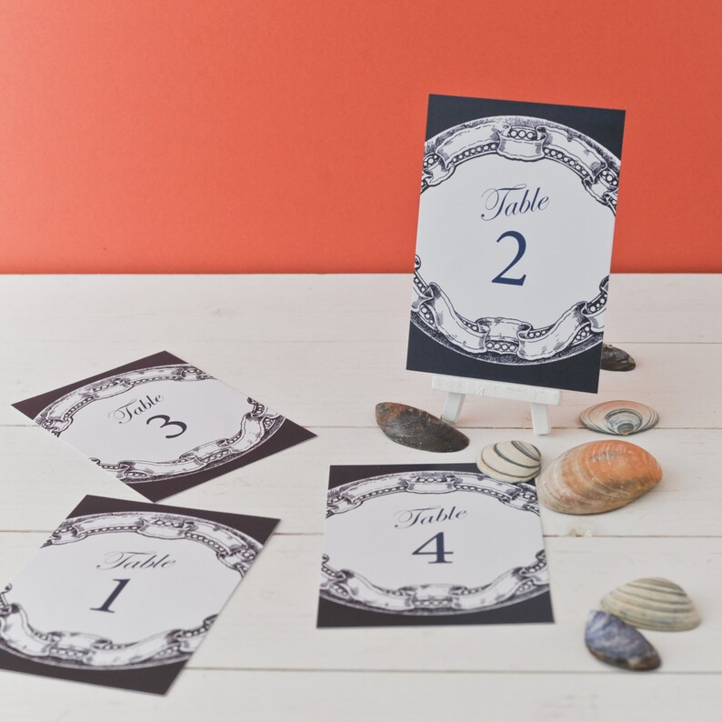 print your own PDF digital file Nautical Navy Table Names