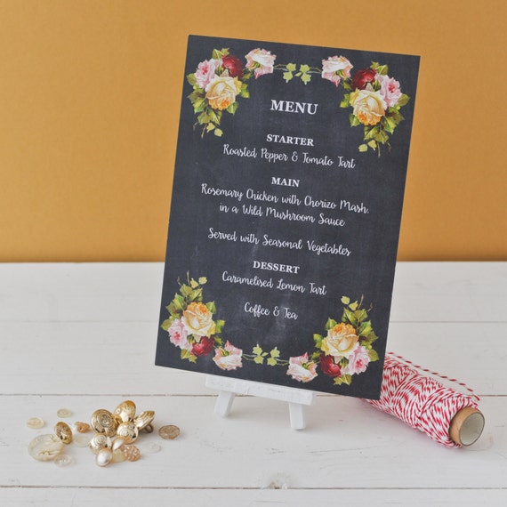 Chalkboard Wedding Breakfast Menu Card Pack of Menu Cards Etsy
