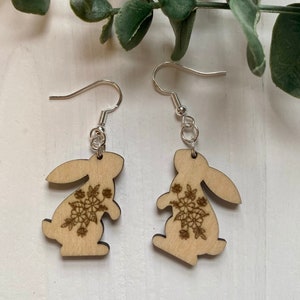 Floral Easter Bunny Earrings Laser Cut File Digital Download Xtool glowforge