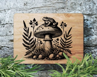 Mushroom SVG | Cottagecore Svg | Frog laser engrave file | glowforge | XTool