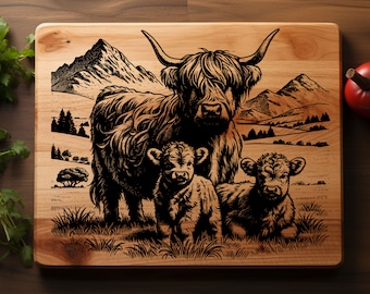 Highland cow SVG, Charcuterie Vector Design for Cutting Machines, Png,  Laser Engraving Files, Glowforge, xtool