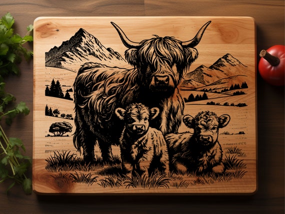 Highland cow SVG, Charcuterie Vector Design for Cutting Machines, Png,  Laser Engraving Files, Glowforge, xtool
