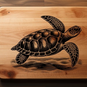 Fichier laser de planche à découper SVG / planche à charcuterie : tortue de mer - planche à découper fichier design pour gravure laser Xtool Glowforge