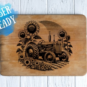Traktor SVG | Sonnenblume SVG | Bauernhof Laser-Gravur-Datei | glühen | XTool