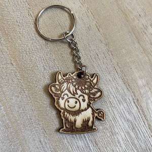 Cute Highland Cow Sunflower Keychain Laser File | Xtool| Glowforge