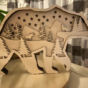 Multilayer Bear Nightlight Laser Cut File Glowforge Download Xtool file