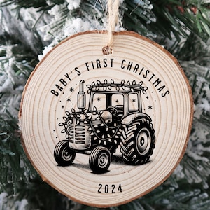 Baby’s 1st Christmas Ornament SVG | Tractor Ornament | laser engrave file | glowforge | XTool