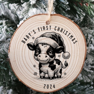 Baby's 1e kerstornament SVG | Koe-ornament | lasergraveerbestand | gloed | XTool