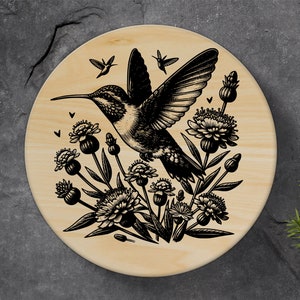 Kolibri SVG, Charcuterie Vektor Design Wildblume SVG, Lasergravurdateien, Glowforge, xtool