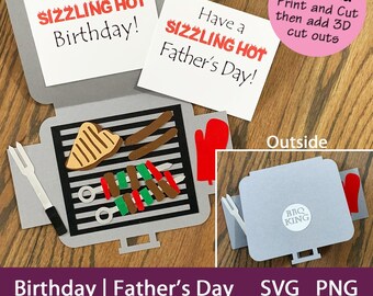 Birthday/Father&#39;s Day. Barbeque Grill SVG, PNG. Instant Download. Requires printer AND Cricut or Silhouette machine. Easy cut and assemble.