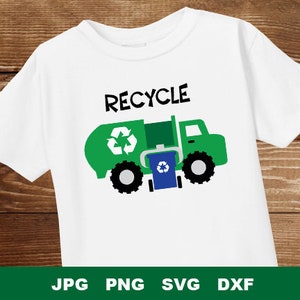 Recycle/Garbage Truck -  Digital files for kids t-shirts, cards, scrapbooking - jpg, png, svg, and dxf files for cut or print.