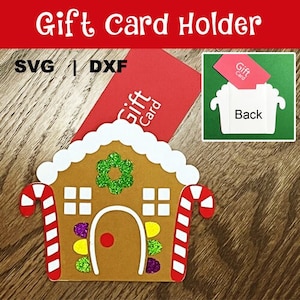 Porte-carte-cadeau en pain d’épice - SVG DXF Téléchargement numérique instantané. Les enfants peuvent aider à concevoir un chèque-cadeau coloré et amusant. Cricut | Silhouette.