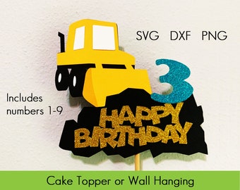 Frontend Loader Construction Birthday- Digital Instant Download cake topper or wall hanging SVG, DXF, PNG for Cricut or Silhouette machines.