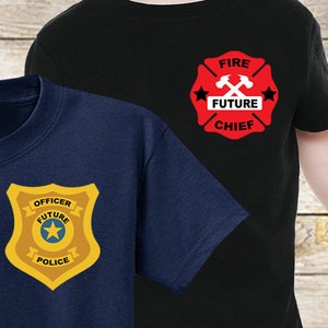 Future Heroes - Brandweerman, Politie badge. Digitale bestanden voor gebruik op uw Silhouette of Cricut. JPG, PNG, SVG. Foto is bijvoorbeeld alleen.