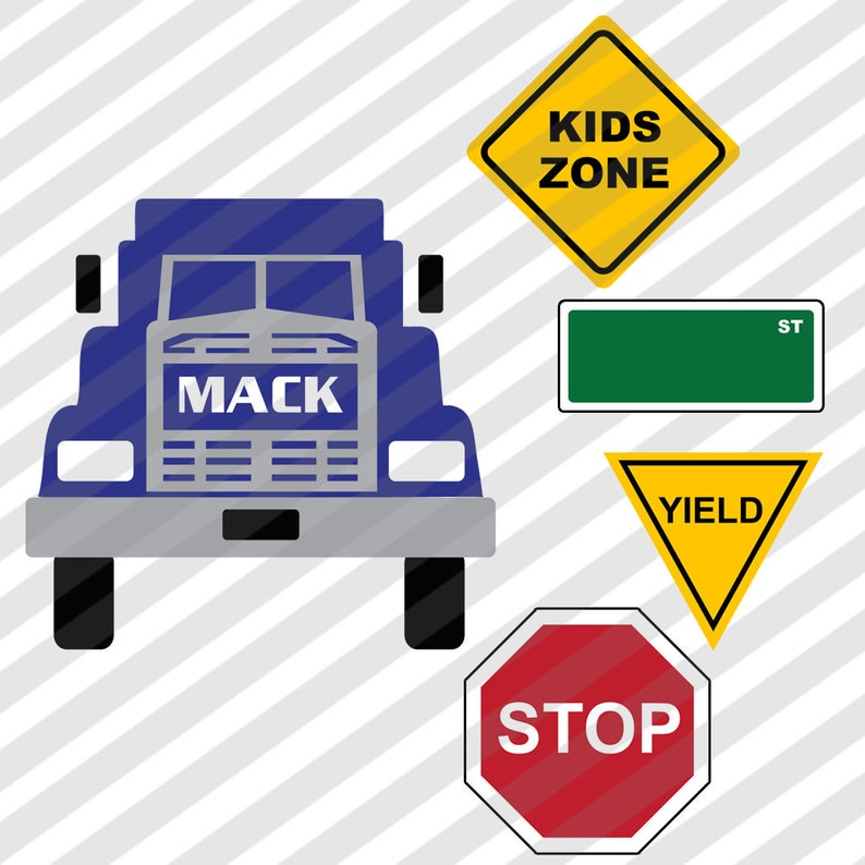 Download Semi Mack Truck and Street Signs SVG PNG JPEG digital | Etsy