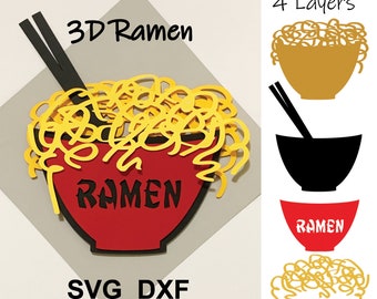 3D Ramen -  4 Layer Digital File SVG, DXF. Cut files (for Cricut or Silhouette machines)
