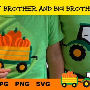 Grote broer, kleine broer. Direct digitale bestanden downloaden - Gebruik als één afbeelding of aparte tractor van de trailer. JPG, PNG, SVG