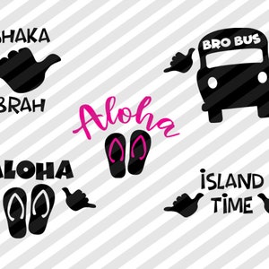 Aloha, Shaka (Hang Loose) and Flip Flops - Digital files for t-shirts, cups/mugs, car decals, cards or wall hangings.  JPG, PNG, SVG