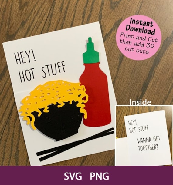 Hey Hot Stuff Fun Play on Asian Foods. Cute Get Together Card