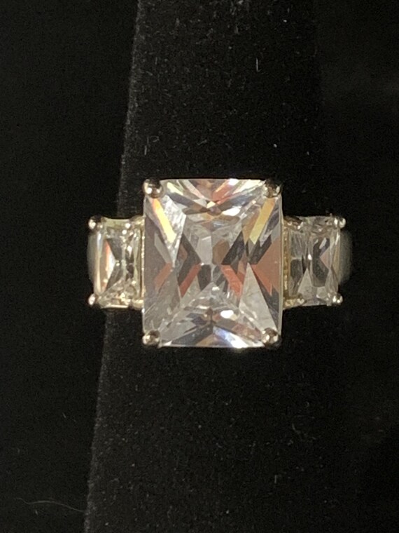 Vintage Sterling Silver Triple Rectangular Brilli… - image 13