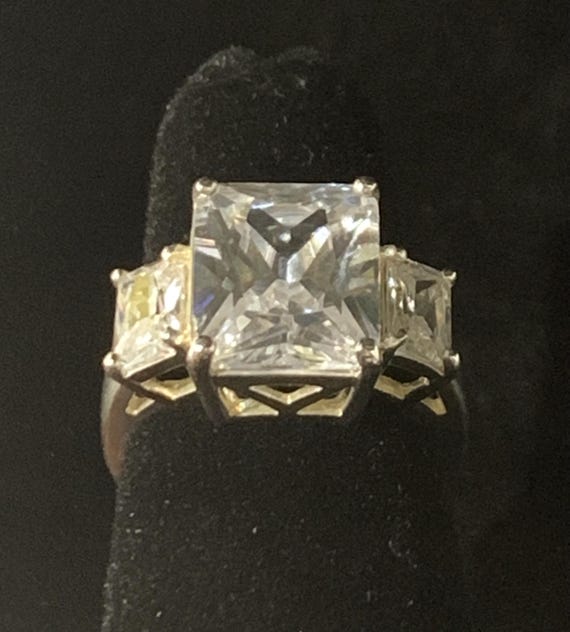 Vintage Sterling Silver Triple Rectangular Brilli… - image 11