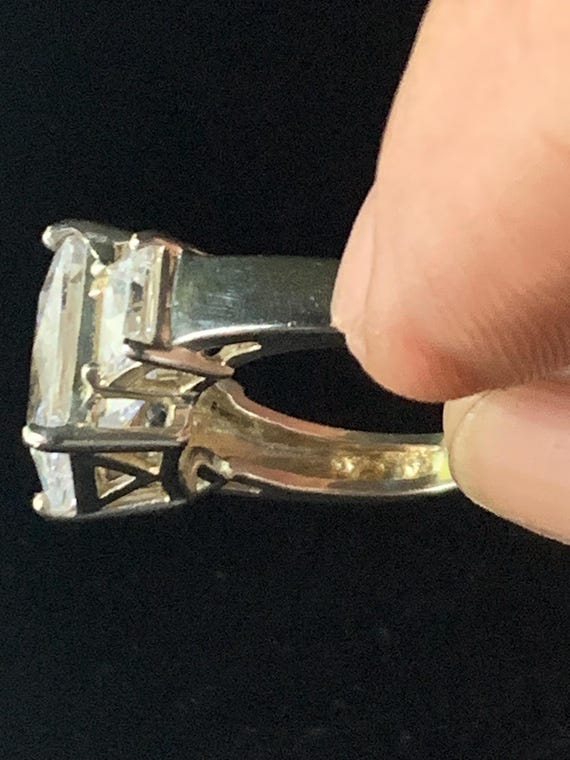 Vintage Sterling Silver Triple Rectangular Brilli… - image 12