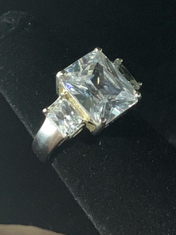 Vintage Sterling Silver Triple Rectangular Brilli… - image 10