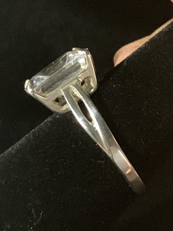 Vintage Large Rectangular Clear CZ Solitaire Ster… - image 3