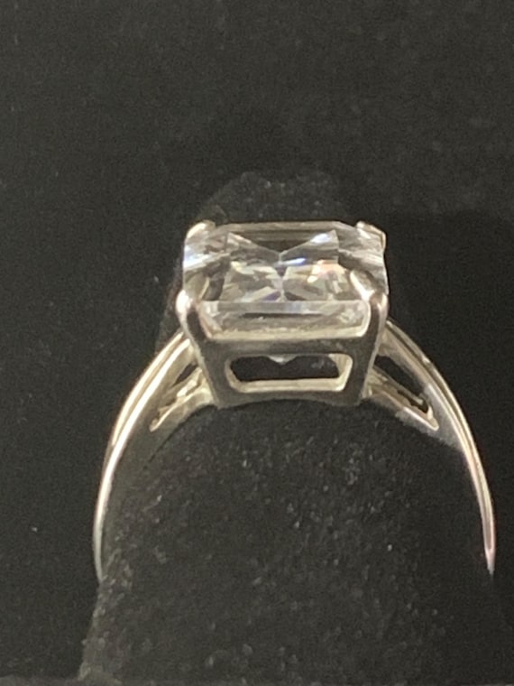 Vintage Large Rectangular Clear CZ Solitaire Ster… - image 9