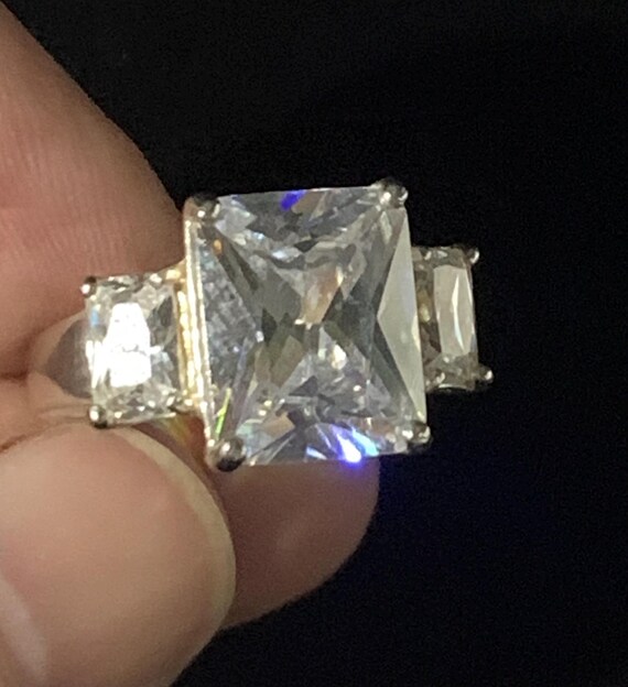 Vintage Sterling Silver Triple Rectangular Brilli… - image 2