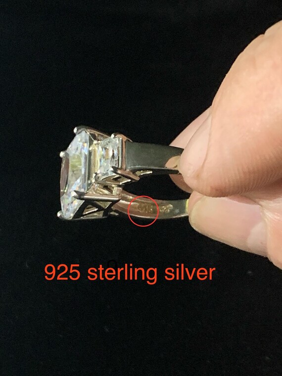 Vintage Sterling Silver Triple Rectangular Brilli… - image 3