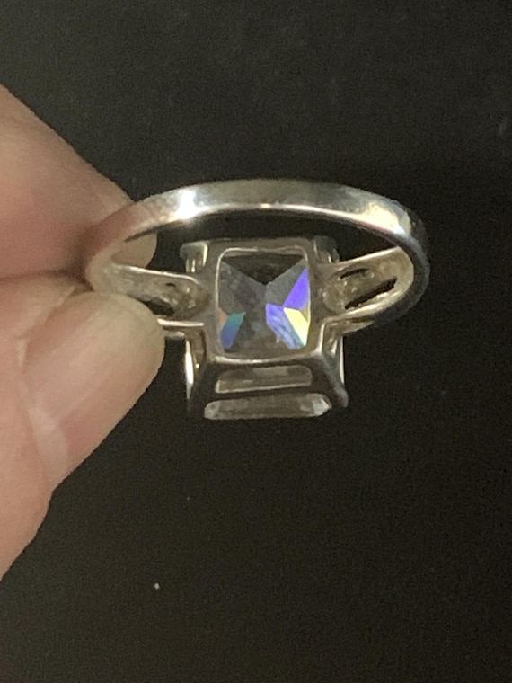 Vintage Large Rectangular Clear CZ Solitaire Ster… - image 12