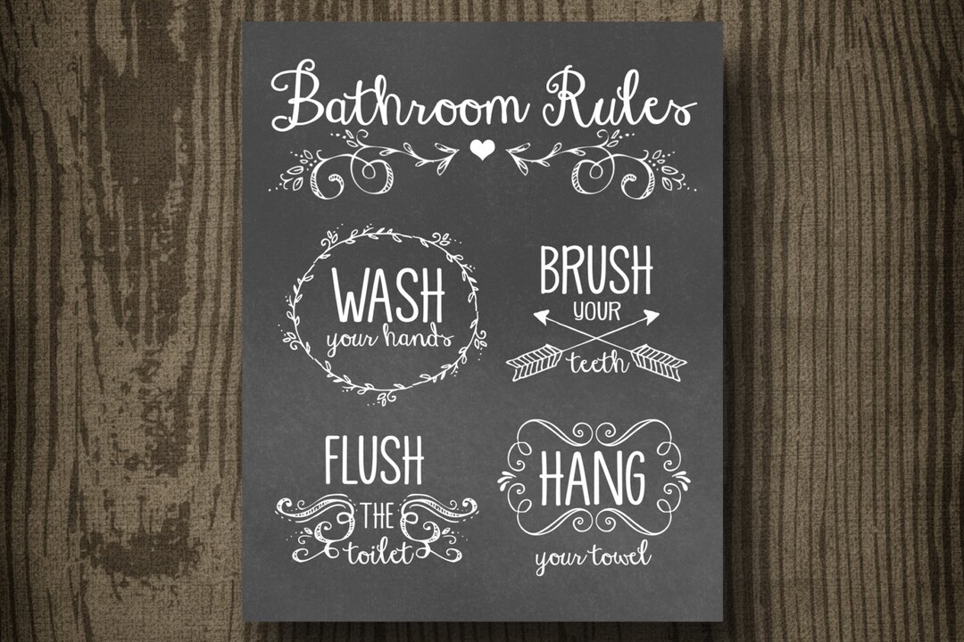 Bathroom Rules Printable - Instant Download - Wall Art - Home Decor ...