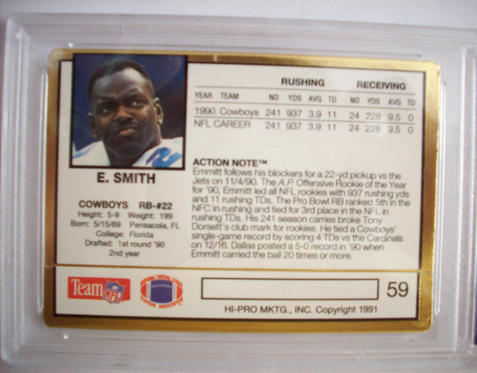 1991 Emmitt Smith Rookie Card Encased Action Packed Football Etsy
