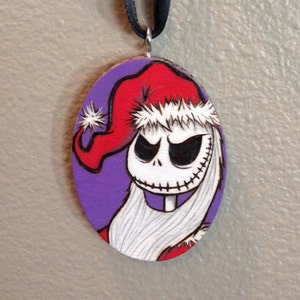 Jack Skellington Santa Ornament - Woodburned & Acrylic Painted