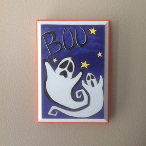 BOO! - Halloween Ghosts Woodburned Art