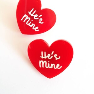 She's Mine / He's Mine Couple's Valentines Pin Set image 3