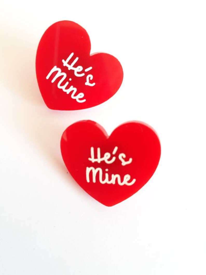 She's Mine / He's Mine Couple's Valentines Pin Set image 3