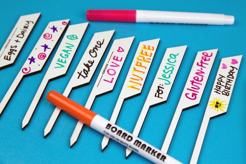 dry erase food allergy labels cupcake topper etsy
