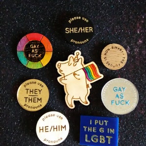 Pronoun Pin He/him , She/her, They/them, He/they, She/they - Etsy