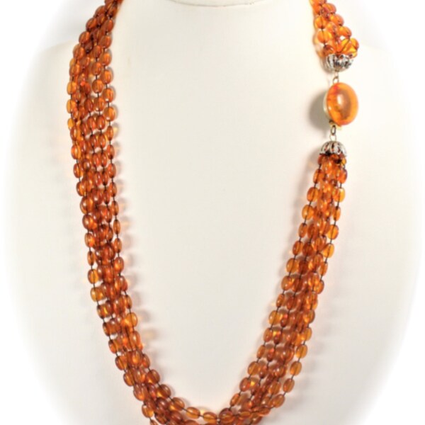 Multi Strand  Orange Beaded  Necklace Item CB 100167