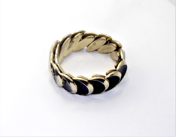 Vintage Bracelet Trendy Gold and Black Enamel Exp… - image 3