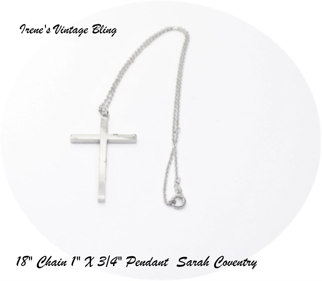 Statement Necklace 1970's Sarah Coventry Silver Tone Cross Pendant