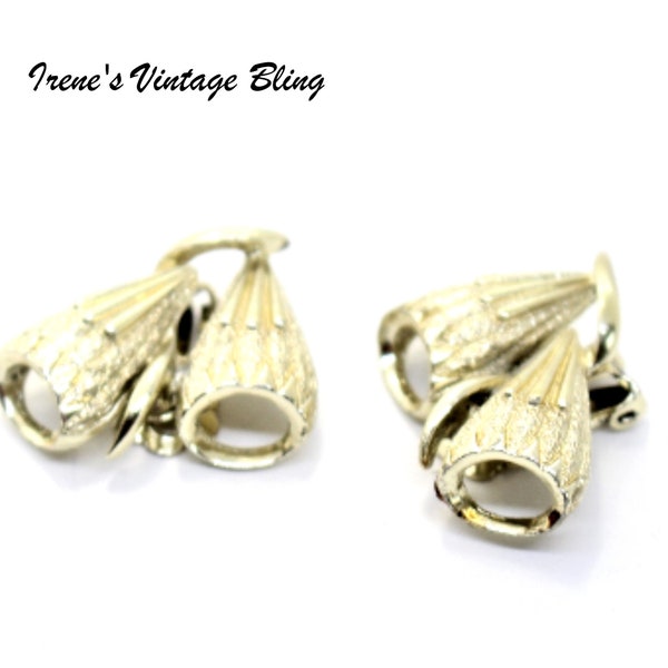 Vintage Earrings Art Deco Earrings Coro Earrings  Gold Tone 1" Clip On Earrings Costume Jewelry Gift For Her Simple Earrings CB 100946