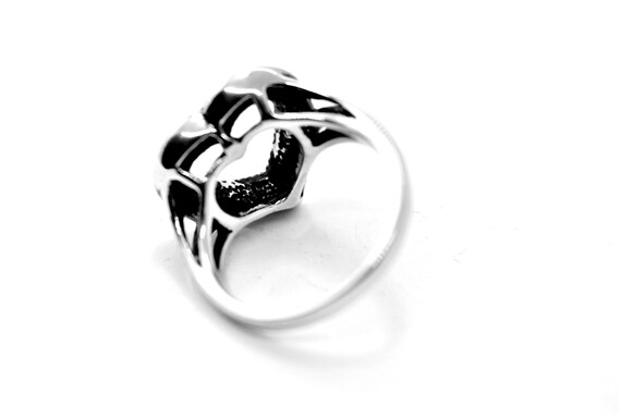 Vintage Ring 18K White Gold Filled  Black Rhinest… - image 3