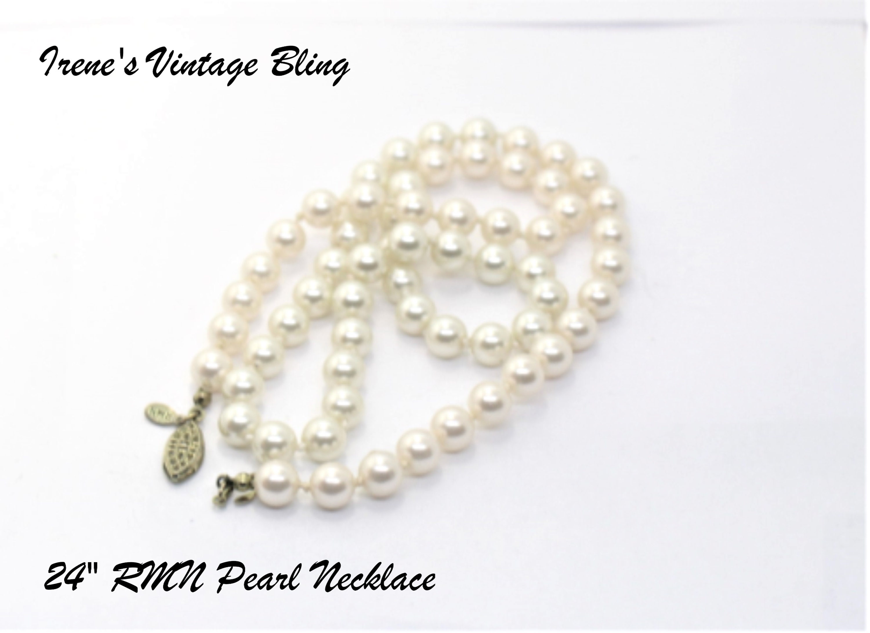 Pearl Necklace RMN White Pearl Necklace 24 Length Item CB 100117