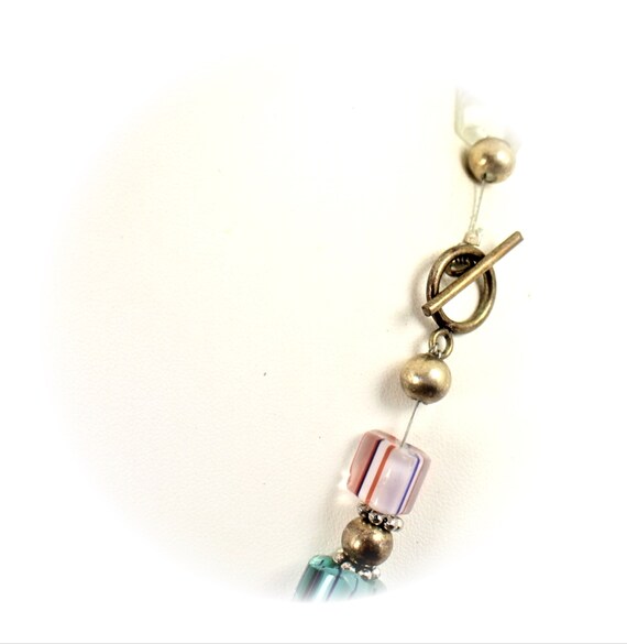 Vintage Necklace Art Glass bead necklace Rainbow … - image 4