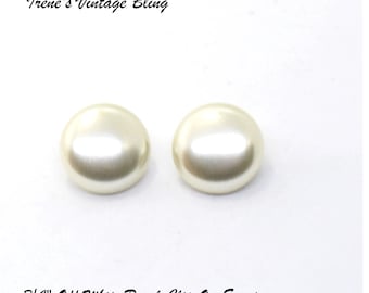 Minimalist Earrings Vintage Earrings Pearl  Silver Tone Clip On Earrings 3/4" Earrings Brides Earrings Simple Earrings  Item CB 100149